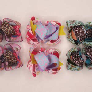 Bows: 3 set of Waky Taky Pigtails bows